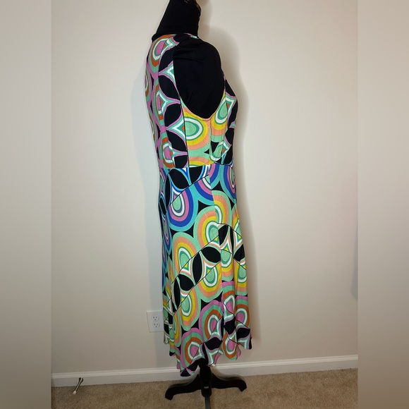 Anthropologie Kenzie Asymmetrical Dress- Groovy Multicolor- Retro Sz 8 NWT #785 - Picture 7 of 12